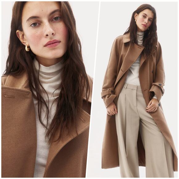 H&M | Women | Dark Beige Neutral Classic Belted Long Twill Trench Coat | Small - Picture 16 of 16